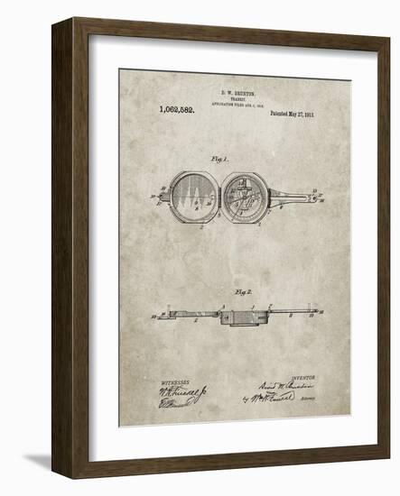 PP992-Sandstone Pocket Transit Compass 1919 Patent Poster-Cole Borders-Framed Giclee Print