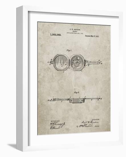 PP992-Sandstone Pocket Transit Compass 1919 Patent Poster-Cole Borders-Framed Giclee Print