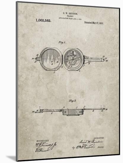 PP992-Sandstone Pocket Transit Compass 1919 Patent Poster-Cole Borders-Mounted Giclee Print