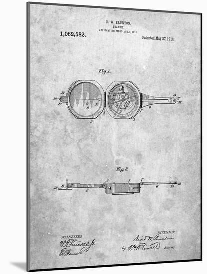 PP992-Slate Pocket Transit Compass 1919 Patent Poster-Cole Borders-Mounted Giclee Print