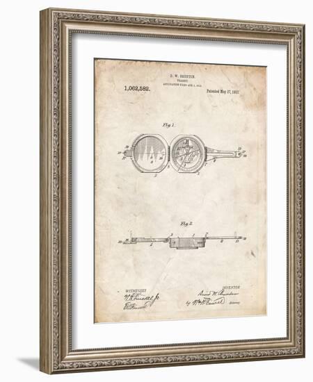 PP992-Vintage Parchment Pocket Transit Compass 1919 Patent Poster-Cole Borders-Framed Giclee Print