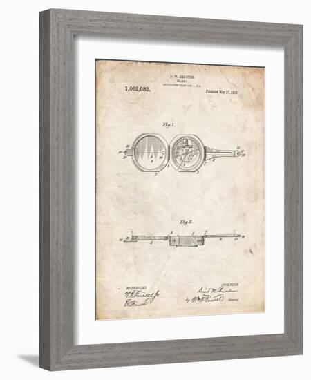 PP992-Vintage Parchment Pocket Transit Compass 1919 Patent Poster-Cole Borders-Framed Giclee Print