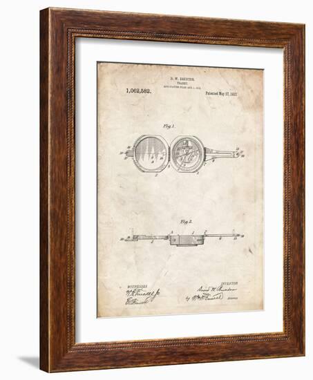 PP992-Vintage Parchment Pocket Transit Compass 1919 Patent Poster-Cole Borders-Framed Giclee Print