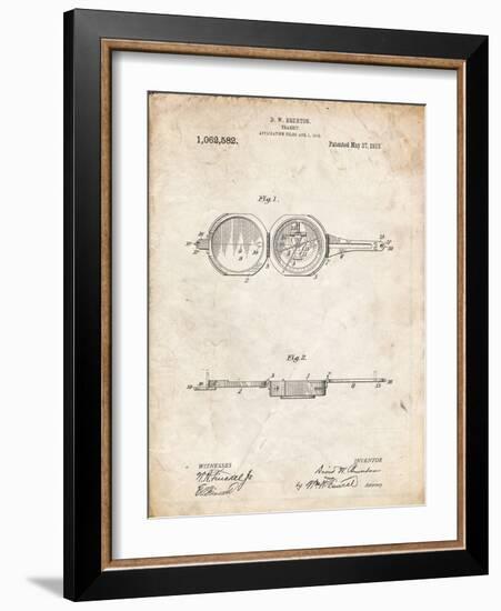 PP992-Vintage Parchment Pocket Transit Compass 1919 Patent Poster-Cole Borders-Framed Giclee Print