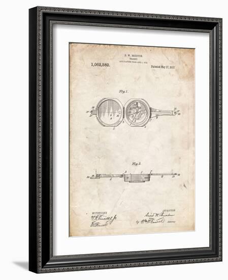 PP992-Vintage Parchment Pocket Transit Compass 1919 Patent Poster-Cole Borders-Framed Giclee Print