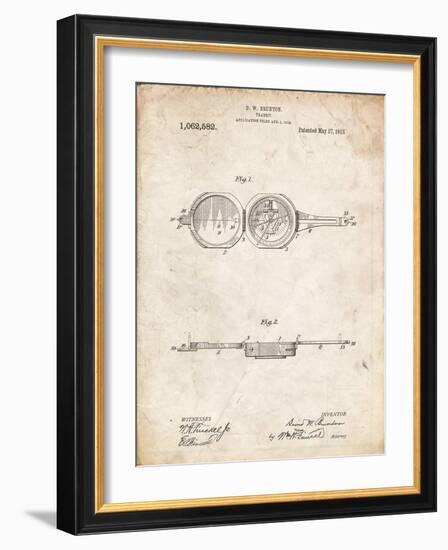 PP992-Vintage Parchment Pocket Transit Compass 1919 Patent Poster-Cole Borders-Framed Giclee Print