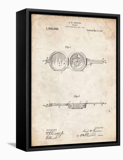 PP992-Vintage Parchment Pocket Transit Compass 1919 Patent Poster-Cole Borders-Framed Premier Image Canvas