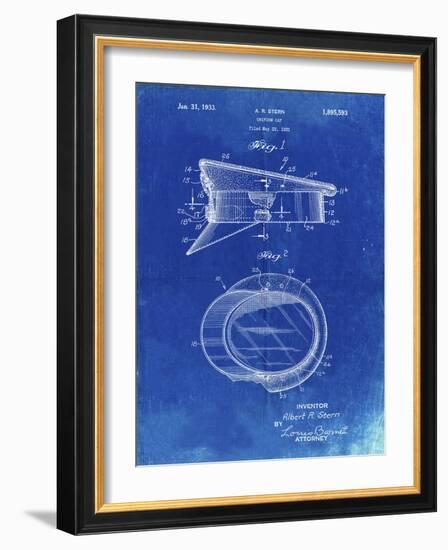 PP993-Faded Blueprint Police Hat 1933 Patent Poster-Cole Borders-Framed Giclee Print