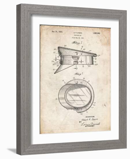 PP993-Vintage Parchment Police Hat 1933 Patent Poster-Cole Borders-Framed Giclee Print