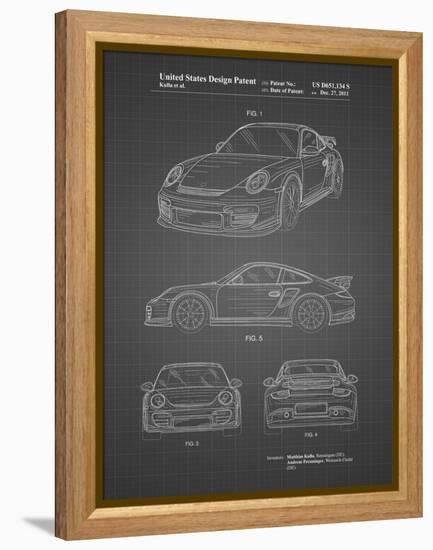 PP994-Black Grid Porsche 911 with Spoiler Patent Poster-Cole Borders-Framed Premier Image Canvas