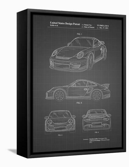 PP994-Black Grid Porsche 911 with Spoiler Patent Poster-Cole Borders-Framed Premier Image Canvas