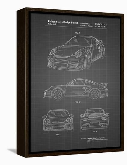 PP994-Black Grid Porsche 911 with Spoiler Patent Poster-Cole Borders-Framed Premier Image Canvas