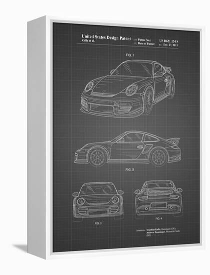 PP994-Black Grid Porsche 911 with Spoiler Patent Poster-Cole Borders-Framed Premier Image Canvas