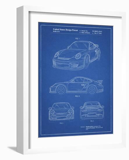 PP994-Blueprint Porsche 911 with Spoiler Patent Poster-Cole Borders-Framed Giclee Print