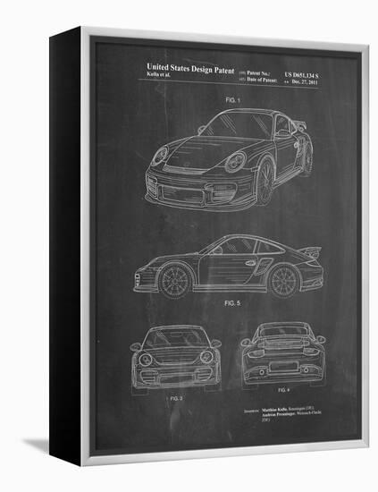 PP994-Chalkboard Porsche 911 with Spoiler Patent Poster-Cole Borders-Framed Premier Image Canvas