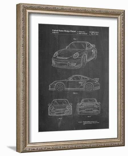 PP994-Chalkboard Porsche 911 with Spoiler Patent Poster-Cole Borders-Framed Giclee Print