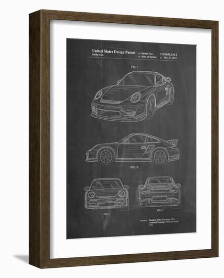 PP994-Chalkboard Porsche 911 with Spoiler Patent Poster-Cole Borders-Framed Giclee Print