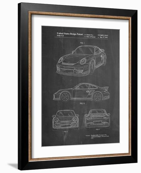 PP994-Chalkboard Porsche 911 with Spoiler Patent Poster-Cole Borders-Framed Giclee Print