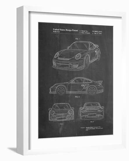 PP994-Chalkboard Porsche 911 with Spoiler Patent Poster-Cole Borders-Framed Giclee Print