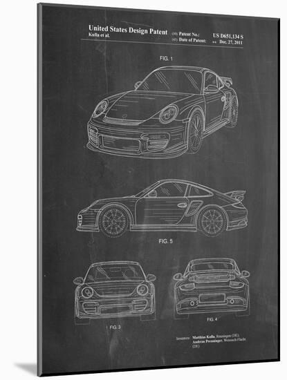 PP994-Chalkboard Porsche 911 with Spoiler Patent Poster-Cole Borders-Mounted Giclee Print