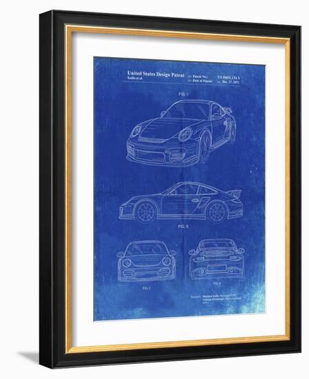 PP994-Faded Blueprint Porsche 911 with Spoiler Patent Poster-Cole Borders-Framed Giclee Print