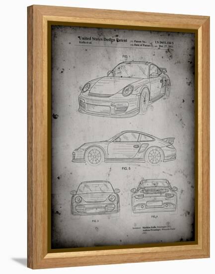 PP994-Faded Grey Porsche 911 with Spoiler Patent Poster-Cole Borders-Framed Premier Image Canvas