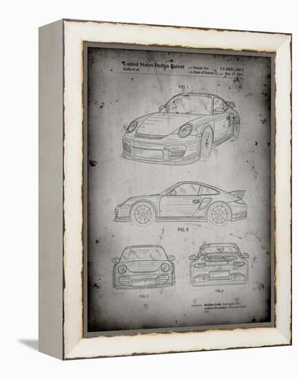 PP994-Faded Grey Porsche 911 with Spoiler Patent Poster-Cole Borders-Framed Premier Image Canvas