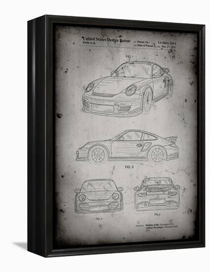 PP994-Faded Grey Porsche 911 with Spoiler Patent Poster-Cole Borders-Framed Premier Image Canvas