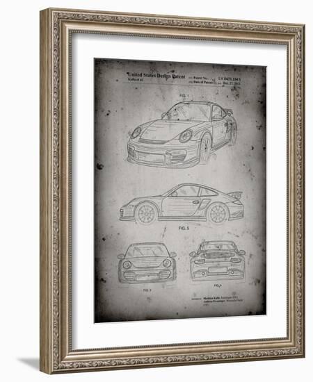 PP994-Faded Grey Porsche 911 with Spoiler Patent Poster-Cole Borders-Framed Giclee Print