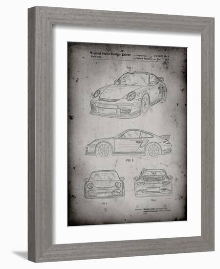 PP994-Faded Grey Porsche 911 with Spoiler Patent Poster-Cole Borders-Framed Giclee Print