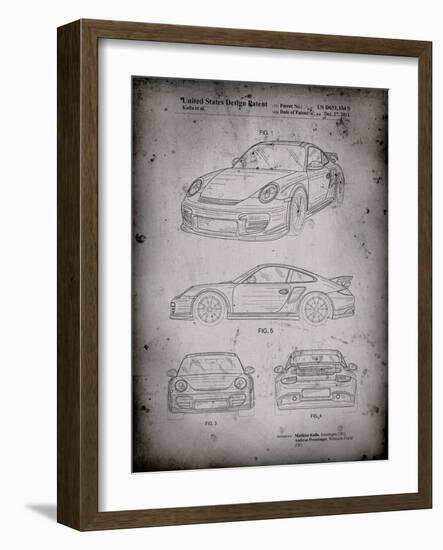 PP994-Faded Grey Porsche 911 with Spoiler Patent Poster-Cole Borders-Framed Giclee Print