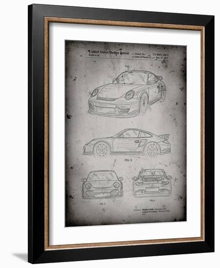 PP994-Faded Grey Porsche 911 with Spoiler Patent Poster-Cole Borders-Framed Giclee Print