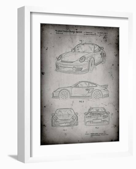 PP994-Faded Grey Porsche 911 with Spoiler Patent Poster-Cole Borders-Framed Giclee Print