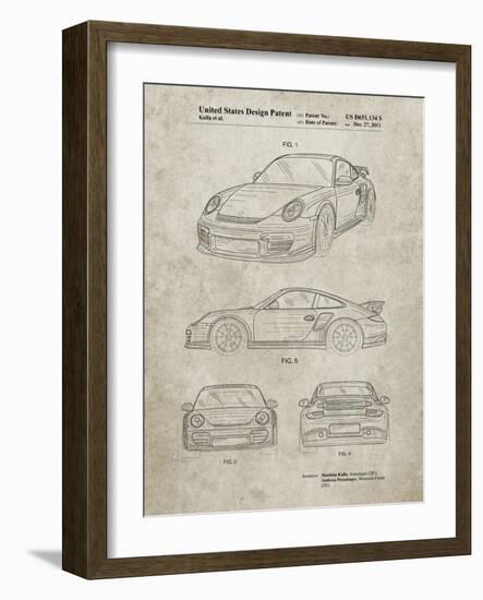 PP994-Sandstone Porsche 911 with Spoiler Patent Poster-Cole Borders-Framed Giclee Print