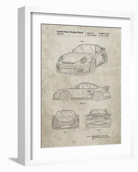 PP994-Sandstone Porsche 911 with Spoiler Patent Poster-Cole Borders-Framed Giclee Print