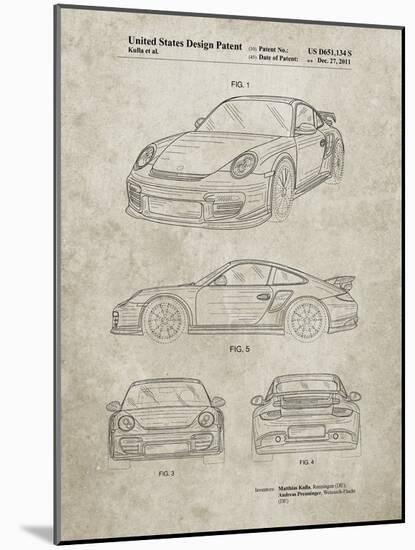 PP994-Sandstone Porsche 911 with Spoiler Patent Poster-Cole Borders-Mounted Giclee Print