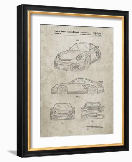 PP994-Sandstone Porsche 911 with Spoiler Patent Poster-Cole Borders-Framed Giclee Print