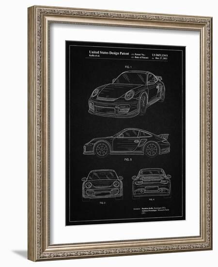 PP994-Vintage Black Porsche 911 with Spoiler Patent Poster-Cole Borders-Framed Giclee Print