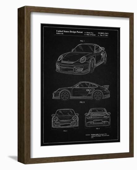 PP994-Vintage Black Porsche 911 with Spoiler Patent Poster-Cole Borders-Framed Giclee Print
