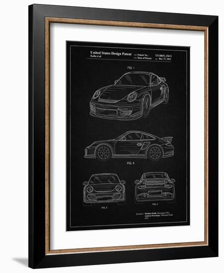 PP994-Vintage Black Porsche 911 with Spoiler Patent Poster-Cole Borders-Framed Giclee Print