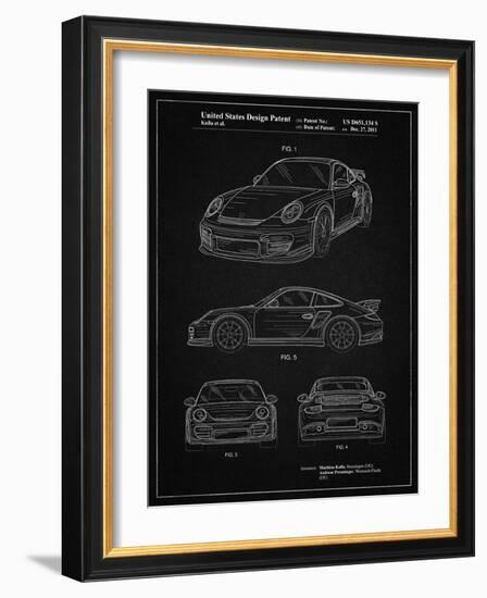 PP994-Vintage Black Porsche 911 with Spoiler Patent Poster-Cole Borders-Framed Giclee Print