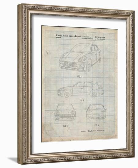 PP995-Antique Grid Parchment Porsche Cayenne Patent Poster-Cole Borders-Framed Giclee Print