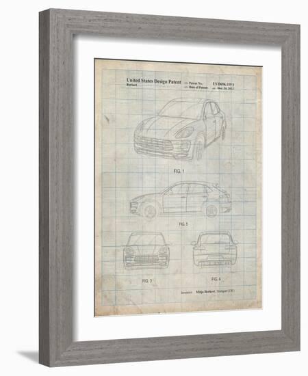 PP995-Antique Grid Parchment Porsche Cayenne Patent Poster-Cole Borders-Framed Giclee Print