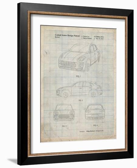 PP995-Antique Grid Parchment Porsche Cayenne Patent Poster-Cole Borders-Framed Giclee Print