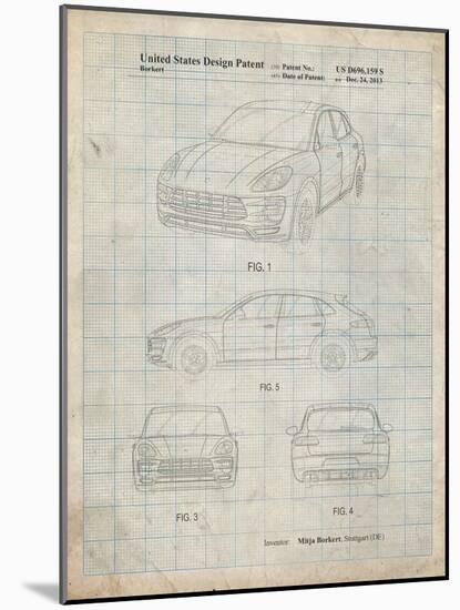 PP995-Antique Grid Parchment Porsche Cayenne Patent Poster-Cole Borders-Mounted Giclee Print