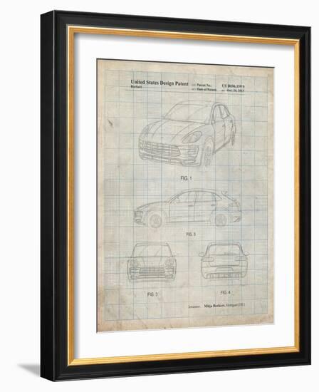 PP995-Antique Grid Parchment Porsche Cayenne Patent Poster-Cole Borders-Framed Giclee Print