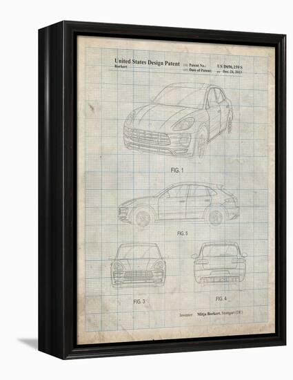 PP995-Antique Grid Parchment Porsche Cayenne Patent Poster-Cole Borders-Framed Premier Image Canvas