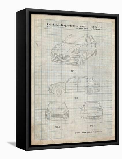 PP995-Antique Grid Parchment Porsche Cayenne Patent Poster-Cole Borders-Framed Premier Image Canvas