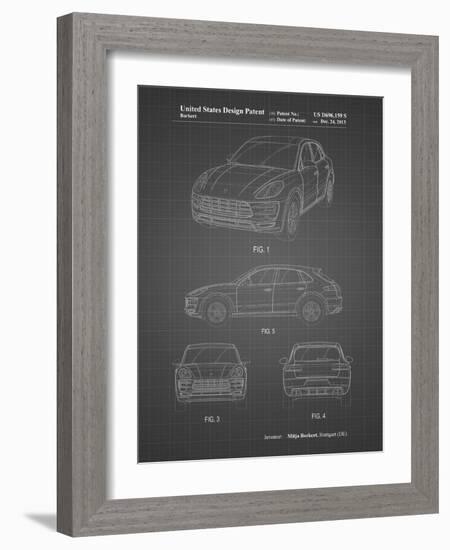 PP995-Black Grid Porsche Cayenne Patent Poster-Cole Borders-Framed Giclee Print