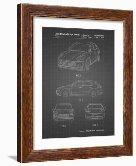 PP995-Black Grid Porsche Cayenne Patent Poster-Cole Borders-Framed Giclee Print